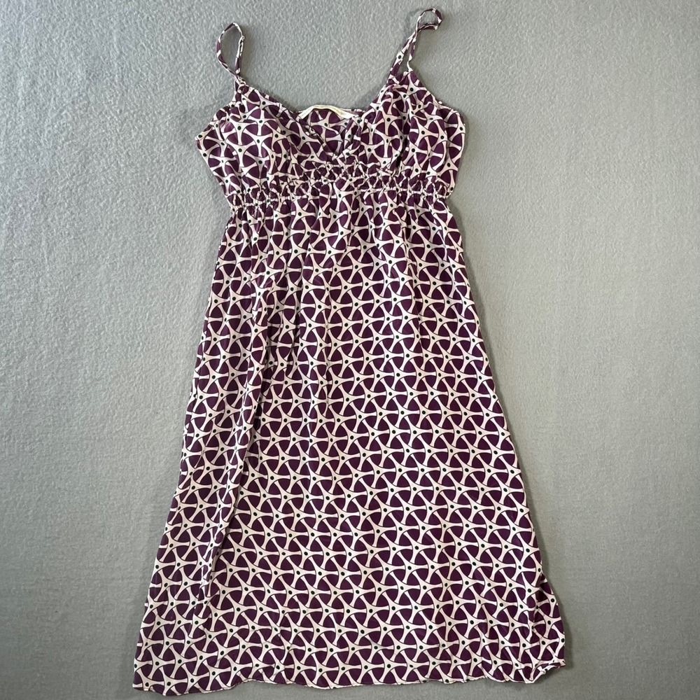 Twelfth Street by Cynthia Vincent 100% Silk Geometric Midi Dress Purple L